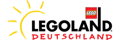 Logo of LEGOLAND Deutschland featuring a yellow sun illustration on the left, the LEGO logo above the word "LEGOLAND," and "DEUTSCHLAND" written in red below.