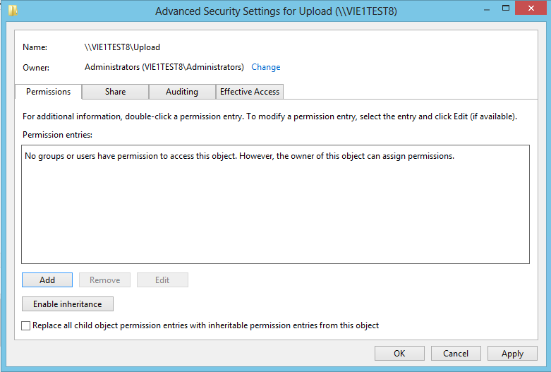 Schermata esemplare Windows Server 2012