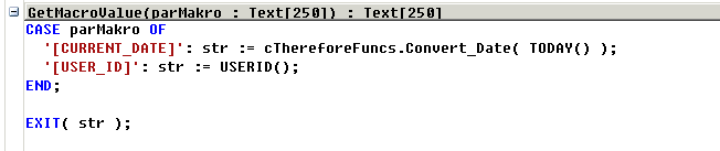 Figure 13: Codeunit 52101149 (Function GetMacroValue() )
