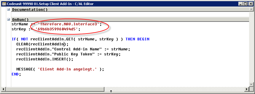 Abbildung 28: Codeunit 99990(01.Setup Client Add-In)  – OnRun()-Trigger