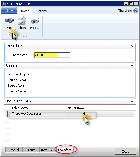 Figure 45: Actions - Navigate (search Business Case)