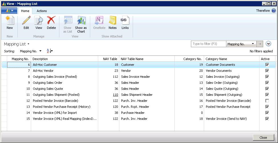 Figure 6: Mapping List