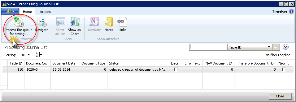 Figure 27: Process queue for saving