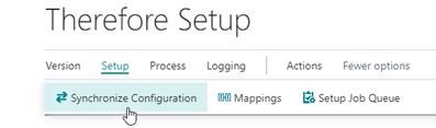 The Synchronize configuration option under Setup > Synchronize configuration