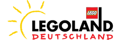 Logo of LEGOLAND Deutschland featuring a yellow sun illustration on the left, the LEGO logo above the word "LEGOLAND," and "DEUTSCHLAND" written in red below.