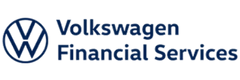 Volkswagen Financial Services logo featuring the VW emblem in a circle to the left of the company name in blue text on a light background.