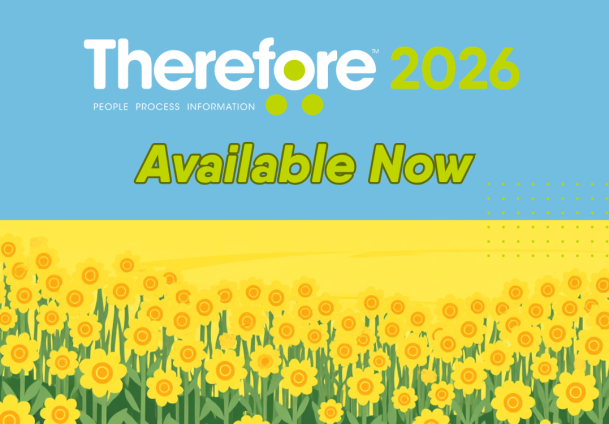 Illustrated field of yellow flowers under blue sky. Text reads: "Therefore 2026. People Process Information. Available Now," with green and yellow accents.