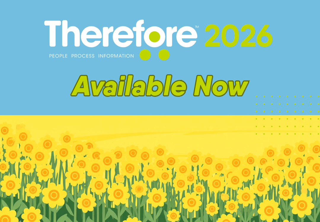 Illustrated field of yellow flowers under blue sky. Text reads: "Therefore 2026. People Process Information. Available Now," with green and yellow accents.